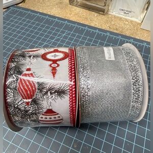 NWT. Bundle of 2 new Holiday Ribbon in silver red, black and white tones.